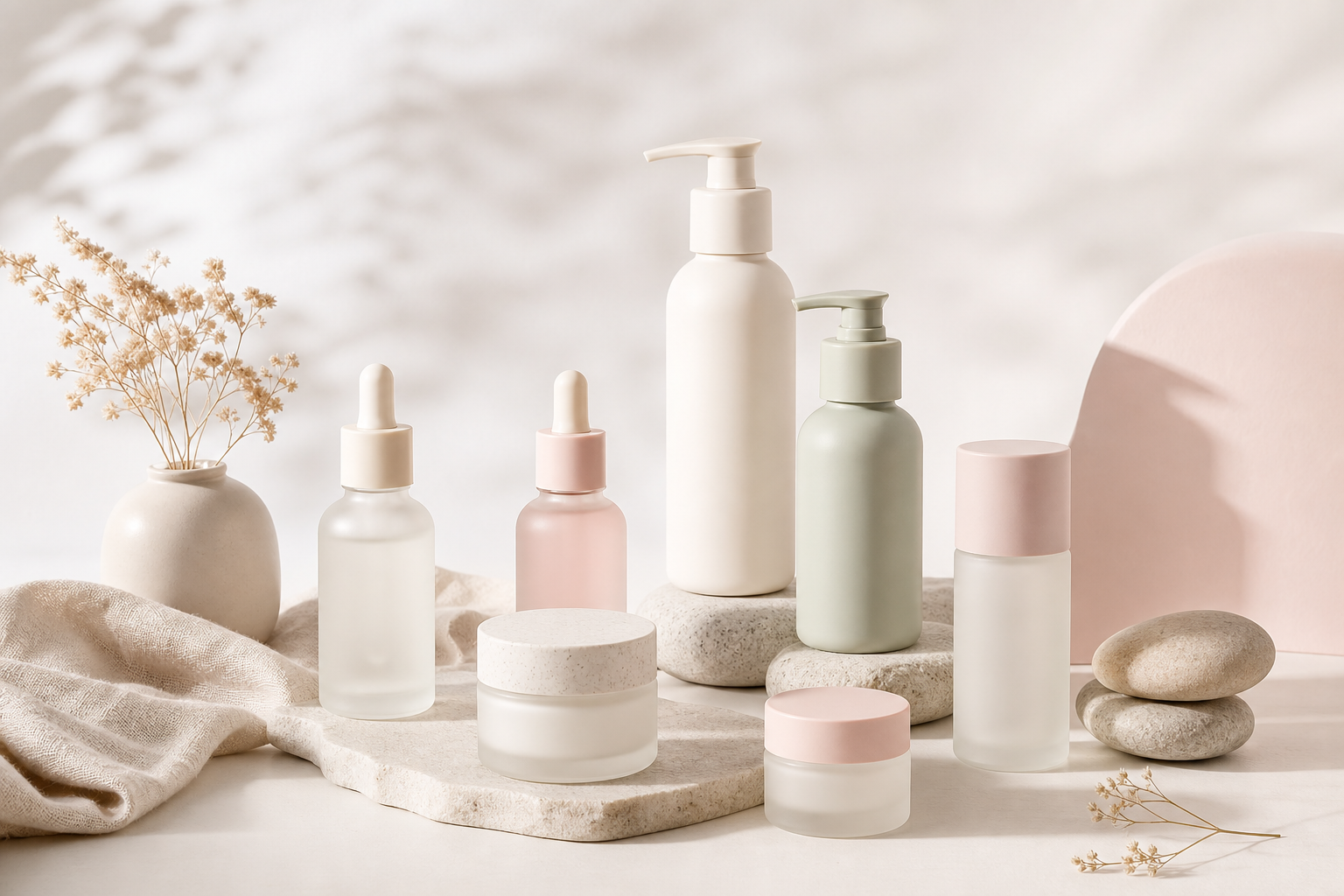 Still life di cosmetici e skincare