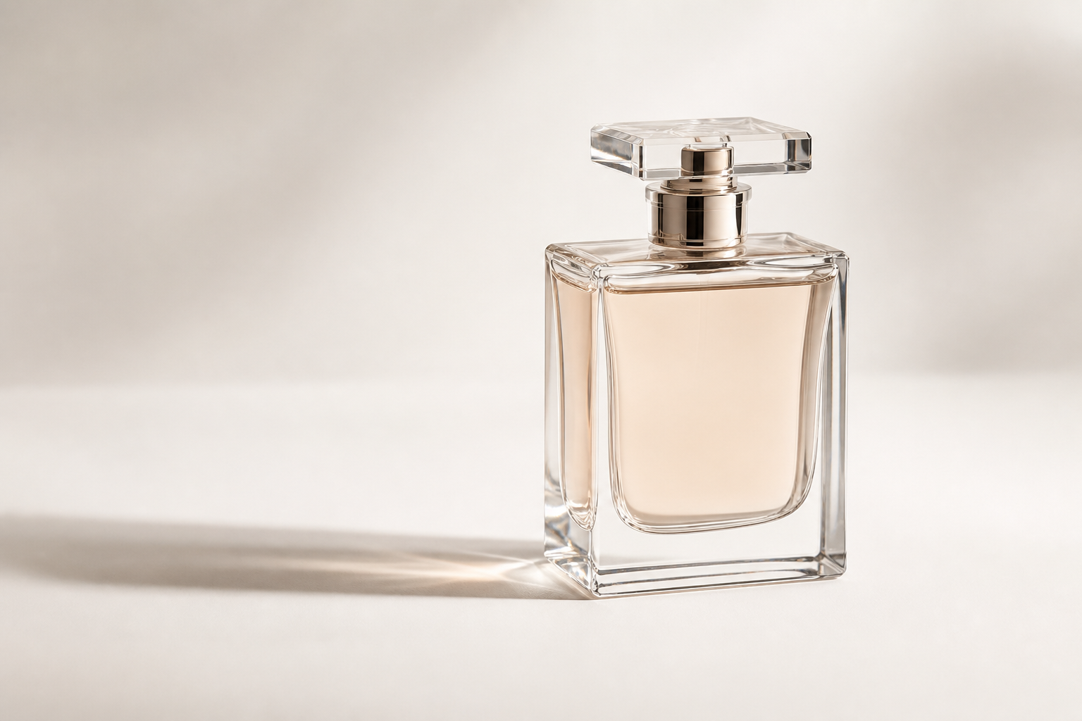 Still life di un flacone di profumo in luce di studio