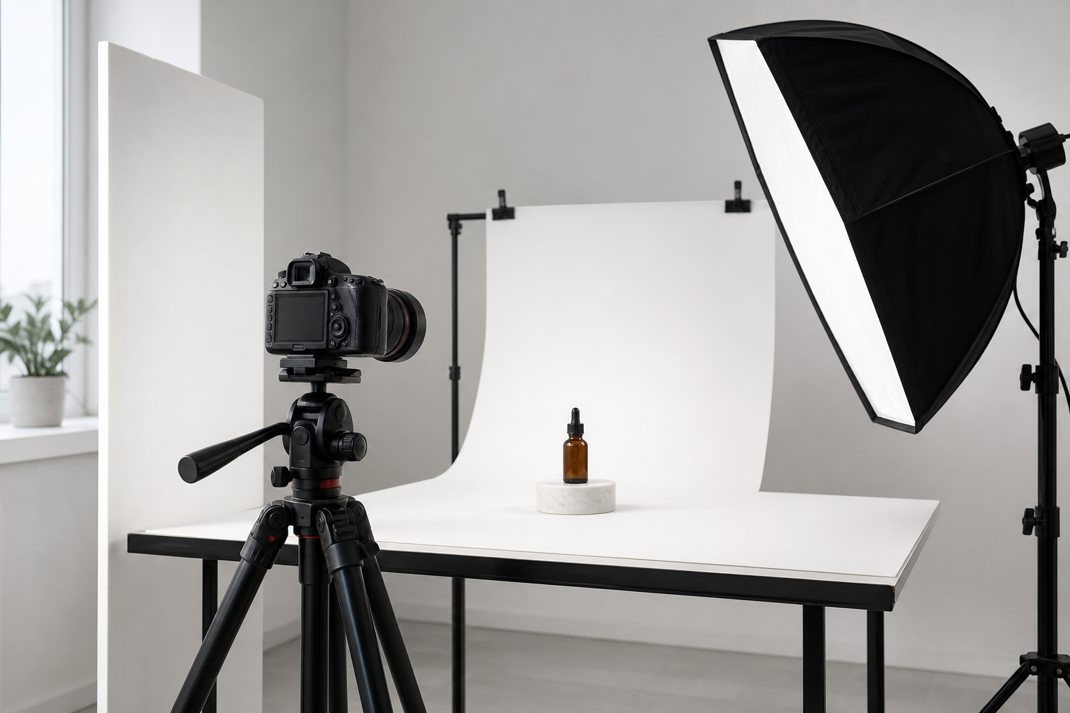 Set di studio per fotografia di prodotto con softbox e treppiede